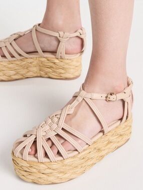 Gorgeous Ulla Johnson Viola Knotted Flatform Sandals in Limestone - 38.5